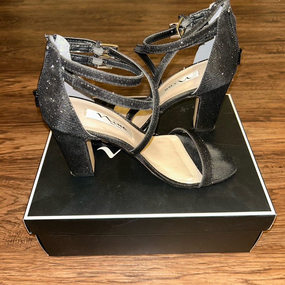 Black Sparkly Nina Heels